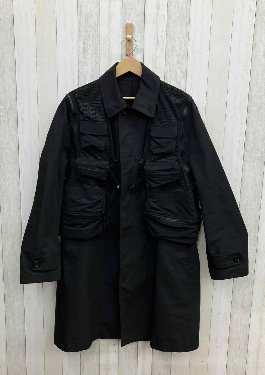 UNDERCOVER／アンダーカバー／ドッキングステンカラーコート／UC1B4305-2／2021AW／メンズ コート ブラック／ Mサイズ