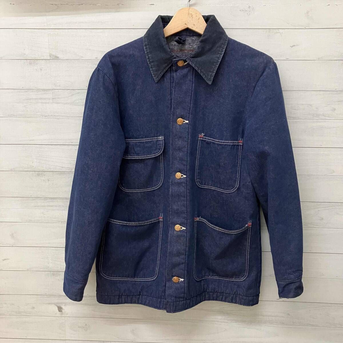 Wrangler ラングラー デニムカバーオール 襟コーデュロイ 裏ブランケット 70s ヴィンテージ 白タグ メンズ Sサイズ 状態込み