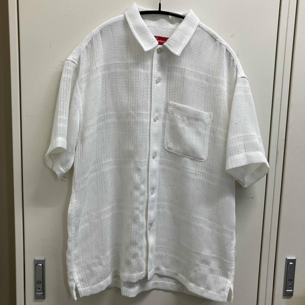 Supreme Mesh Stripe S/S Shirt サイズS ホワイト シュプリーム