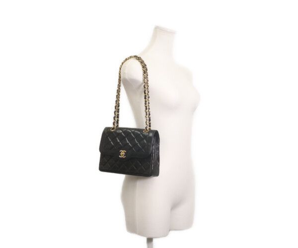 CHANEL シャネル 黒ラム ダブルフラップ パリ限定 ミニマトラッセ22
