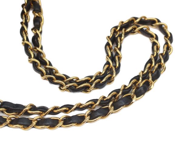 CHANEL シャネル A01113 黒ラム ゴールド金具 Wフラップ マトラッセ23