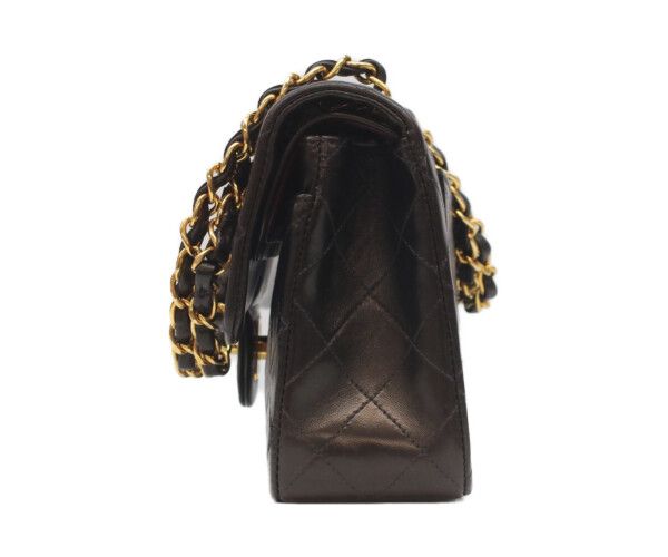 CHANEL シャネル A01113 黒ラム ゴールド金具 Wフラップ マトラッセ23