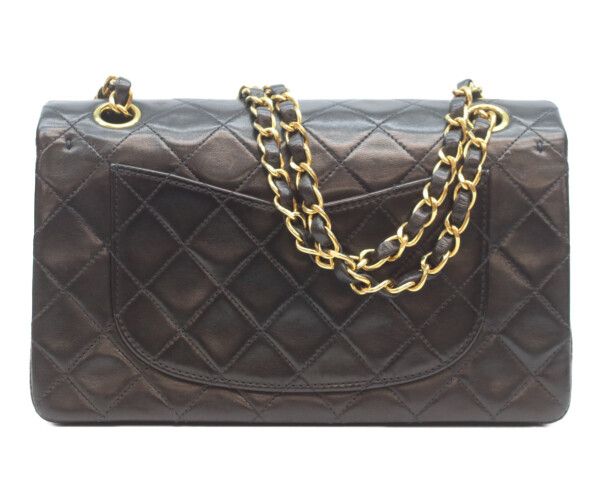 CHANEL シャネル A01113 黒ラム ゴールド金具 Wフラップ マトラッセ23