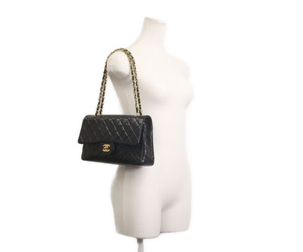 CHANEL シャネル 1番 A01112 黒ラム ゴールド金具 Wフラップ マトラッセ25 CHANEL シャネル 1番 A01112 黒ラム ゴールド金具 Wフラップ マトラッセ25