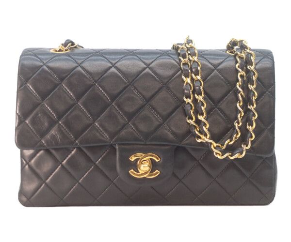 CHANEL シャネル A01112 黒ラム ゴールド金具 Wフラップ マトラッセ25 CHANEL シャネル A01112 黒ラム ゴールド金具 Wフラップ マトラッセ25