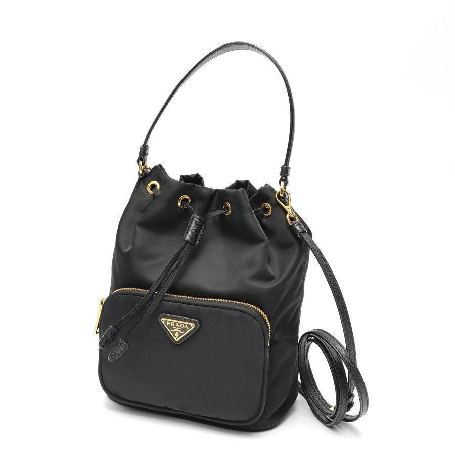 プラダ / PRADA　デュエット ナイロン ショルダーバッグ / バケットバッグ　1BH038　ナイロン　ブラック 【中古】