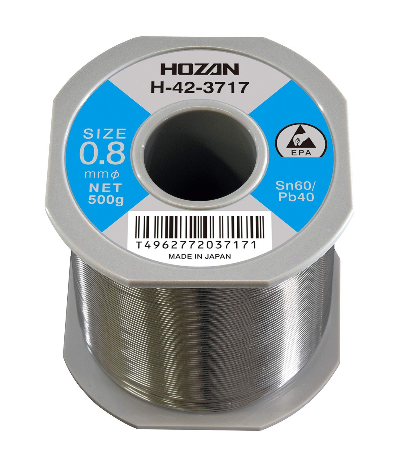 ホーザン(HOZAN) ハンダ スズ60% 鉛40% 重量500ｇ 長さ134ｍ 線径0.8ｍｍΦ H-42-3717送料無料 97965436