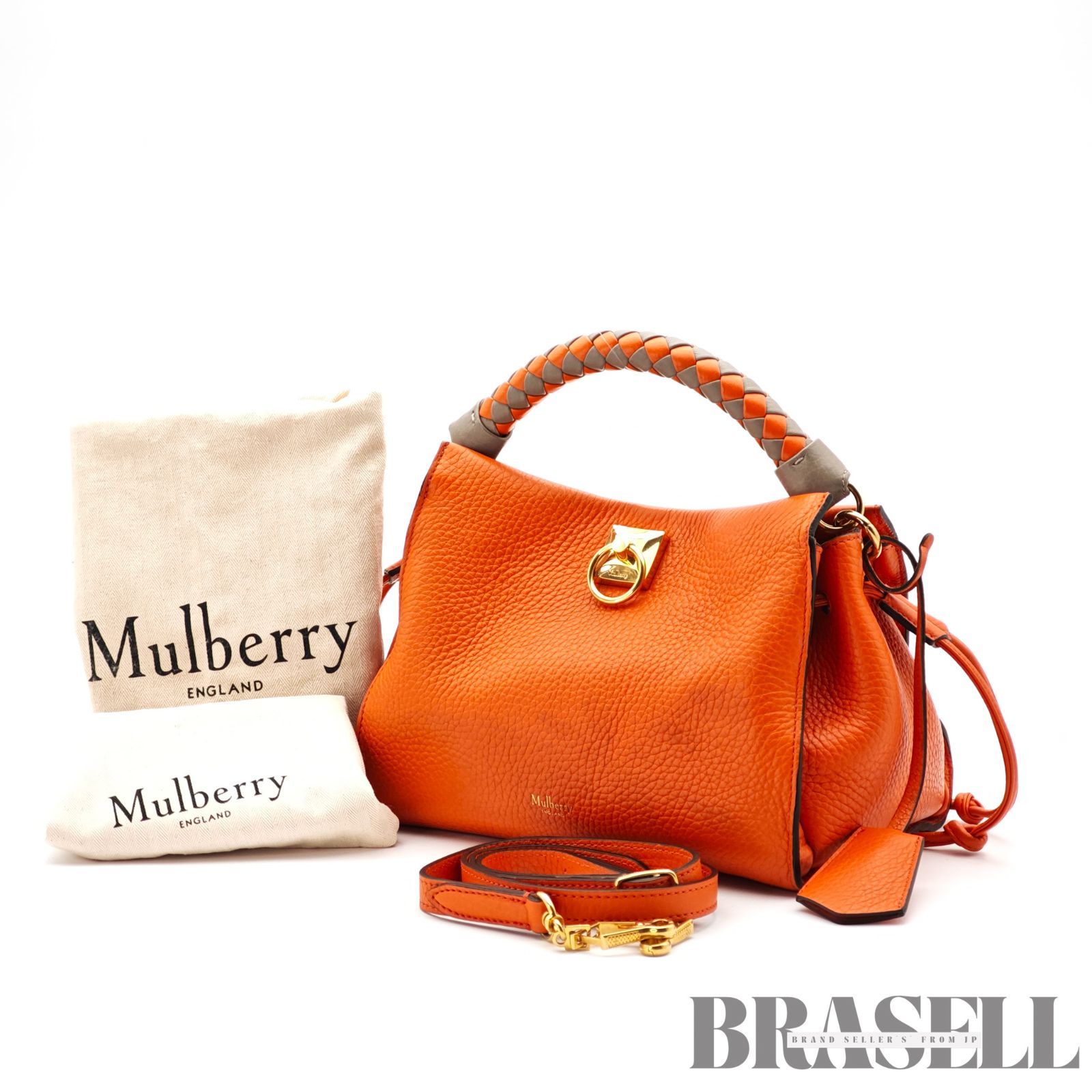 Mulberry マルベリー スモールアイリス バッグ 2way ハンドバッグ ショルダーバッグ オレンジ レディース 保存袋 ショルダーストラップ ネームタグ