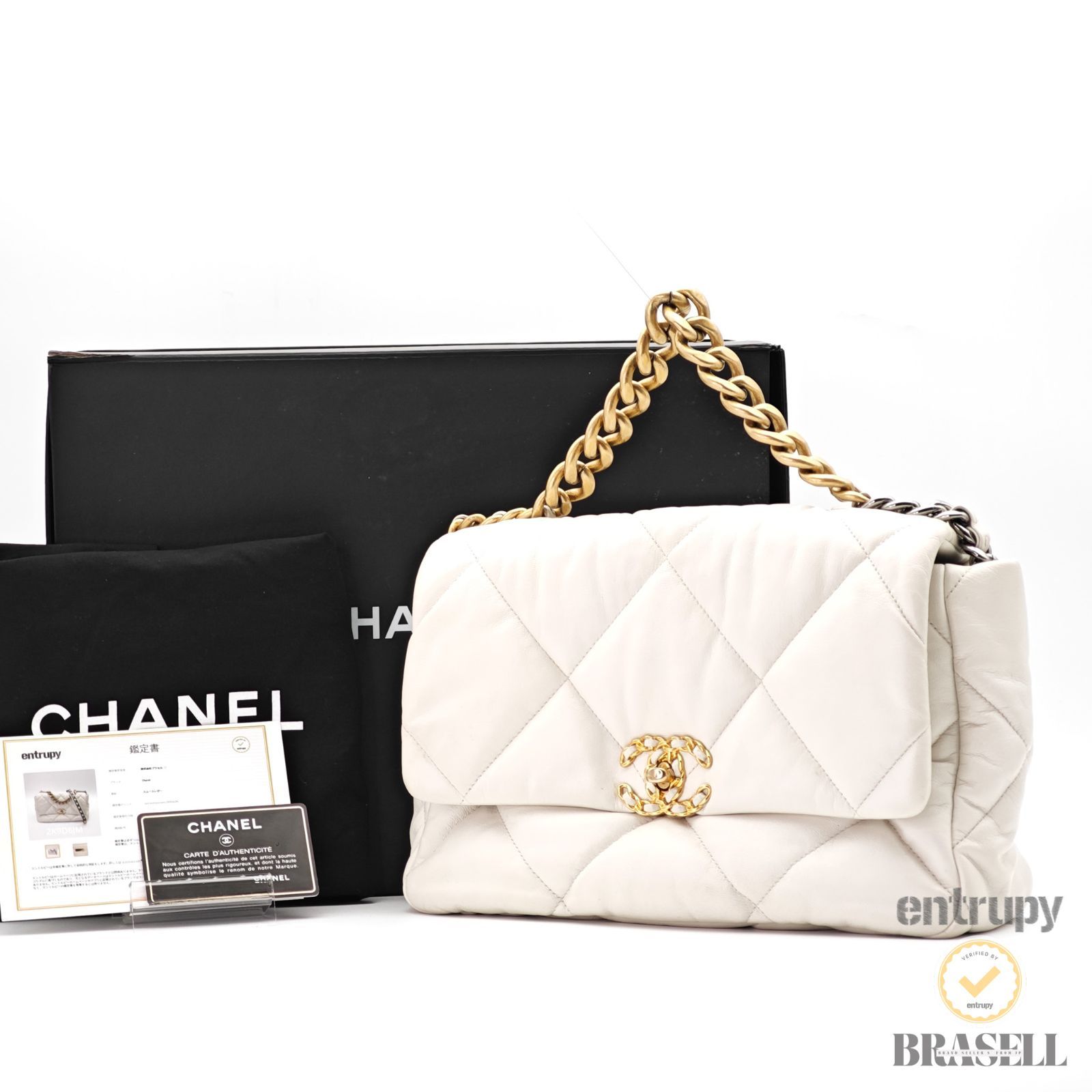 CHANEL ラムスキン シャネル19 AS1161 バッグ ハンドバッグ ミニバッグ フラップ ホワイト レディース 箱 ギャランティーカード 保存袋