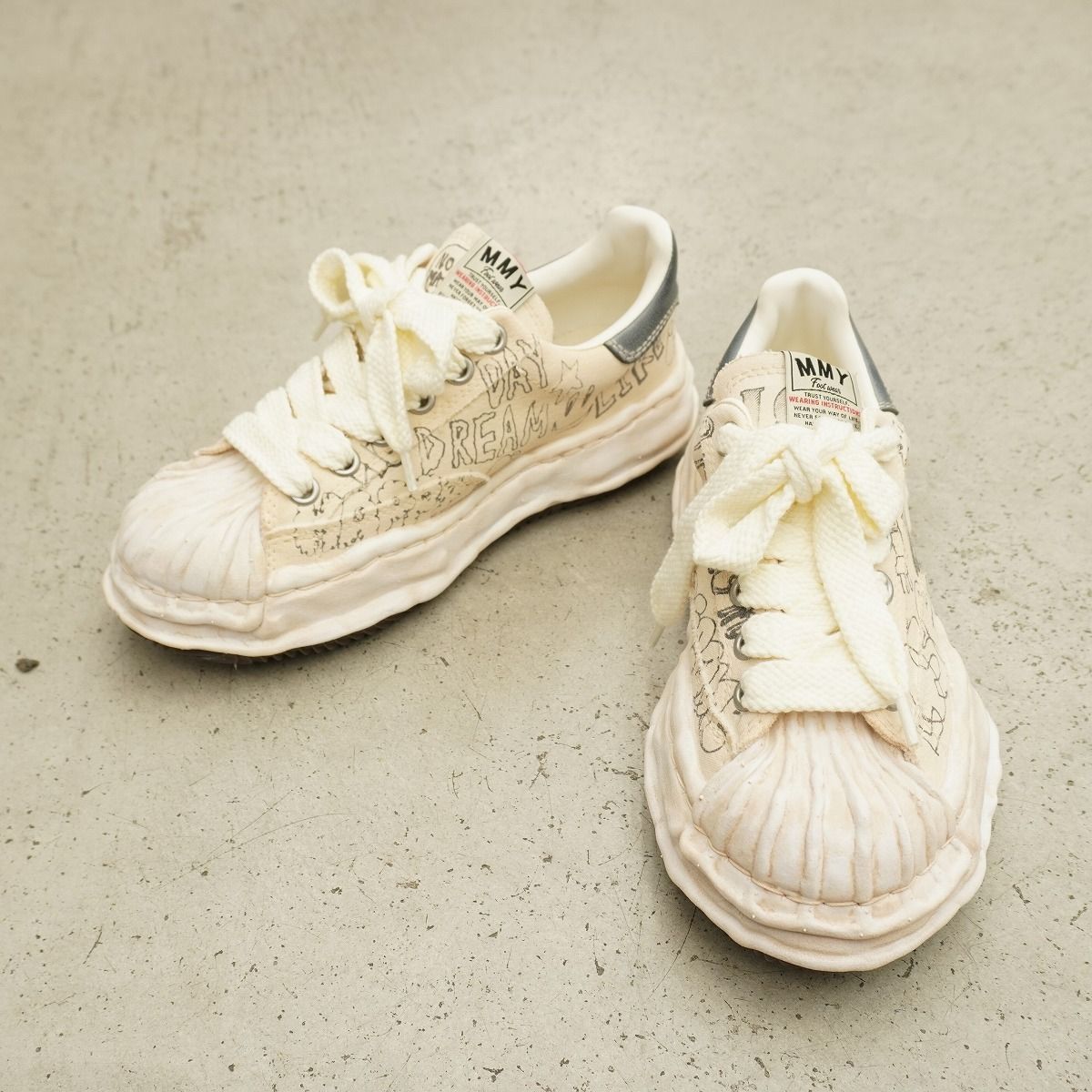 正規 極美品 26SS Maison MIHARA YASUHIRO メゾン ミハラヤスヒロ BLAKEY ブレイキー スニーカー ビンテージ加工 落書き A16FW730 3243Q♪