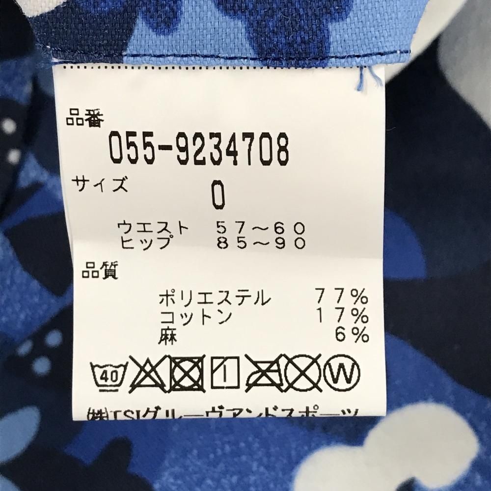 美品】パーリーゲイツ スカート ブルー×白 総柄 裏地ニコちゃん