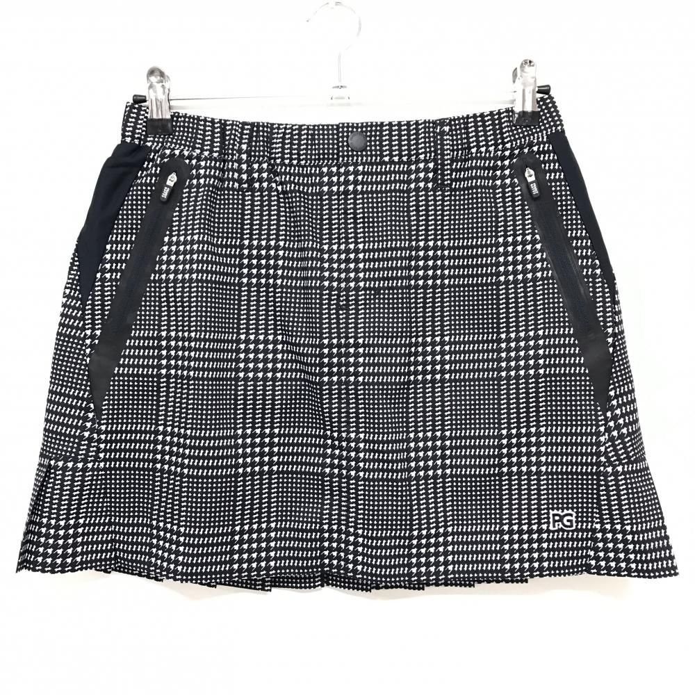 極美品　パーリーゲイツ プリーツスカート千鳥0 オールシズン　定価35200円 超美品】パーリーゲイツ スカート ネイビー×白 千鳥格子 蓄熱裏地