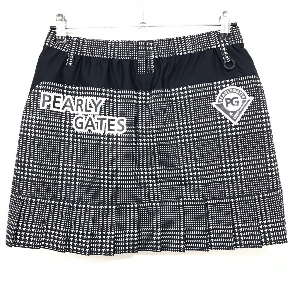 極美品　パーリーゲイツ プリーツスカート千鳥0 オールシズン　定価35200円 超美品】パーリーゲイツ スカート ネイビー×白 千鳥格子 蓄熱裏地