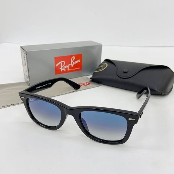 Ray-Ban レイバン サングラス RB2140F アイウェア ウェイファーラー UV対策 52□22 ブルーレンズ 男女兼用 ブラック 服飾小物 DF19044■