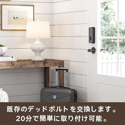 Wyze スマートロック 指紋認証キーレスドアロック ブラック Bluetooth デッドボルト交換 バックライト付きキーパッド IPX5 耐候性 アプリ内履歴管理 スケジュールアクセス 自動ロック BHMA UL規格20分耐火p 68769e1c