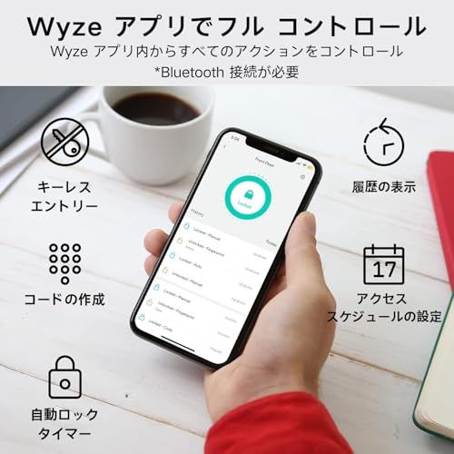 Wyze スマートロック 指紋認証キーレスドアロック ブラック Bluetooth デッドボルト交換 バックライト付きキーパッド IPX5 耐候性 アプリ内履歴管理 スケジュールアクセス 自動ロック BHMA UL規格20分耐火p 68769e1c