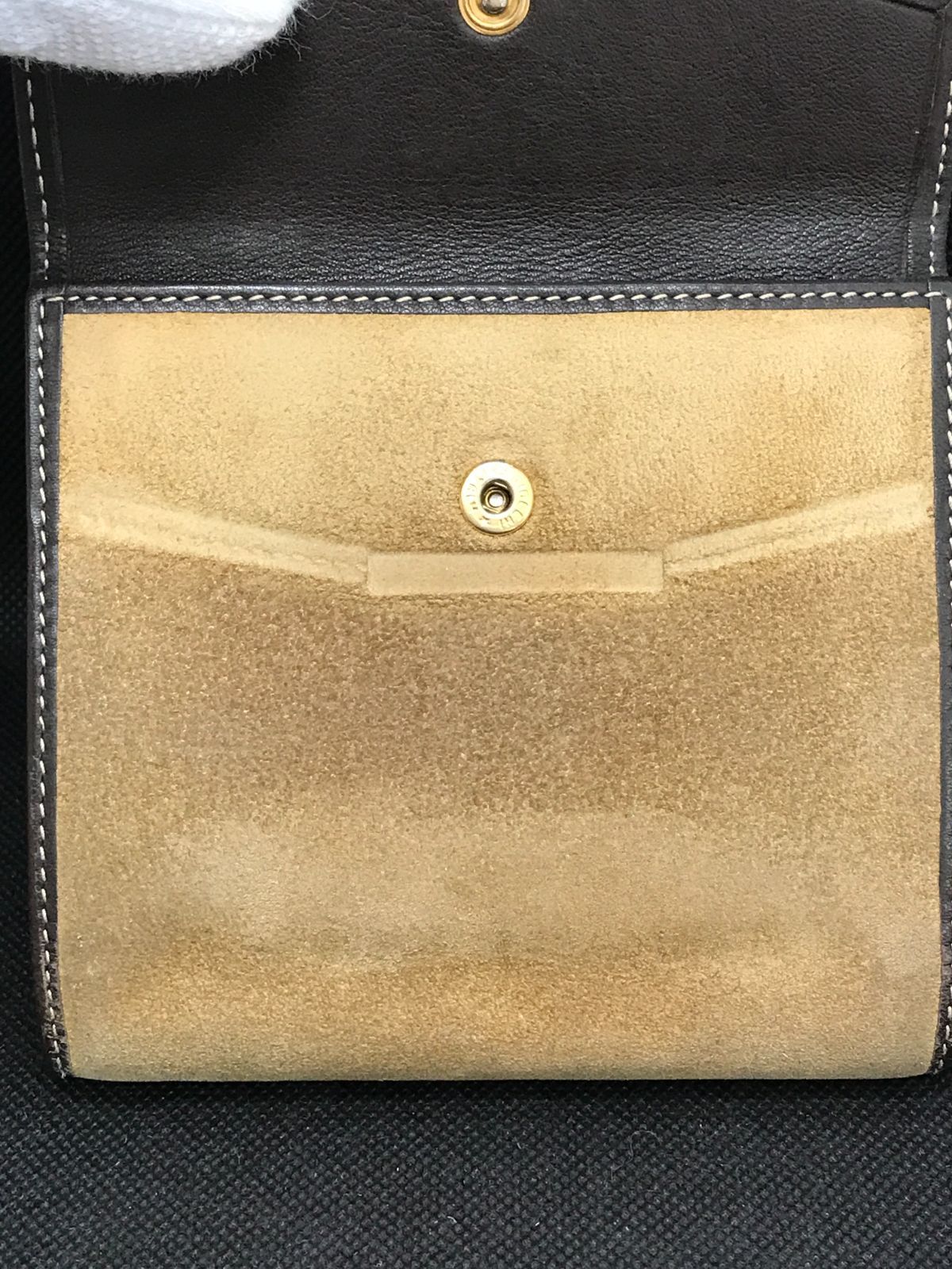LOEWE ロエベ 三つ折り財布 アナグラム スエード×レザー ブラウン系