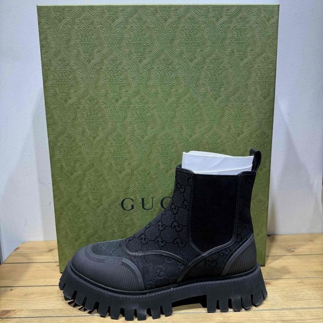 GUCCI GG JACQUARD CANVAS ANKLE BOOTS 739777 サイズ7-1/2 グッチ キャンバス アンクルブーツ ブーツ 心斎橋店