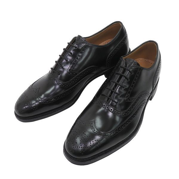 【未使用 サイズ8】JOHNSTON & MURPHY メダリオン ウィングチップ レザー シューズ 26cm 黒 ブラック 47797