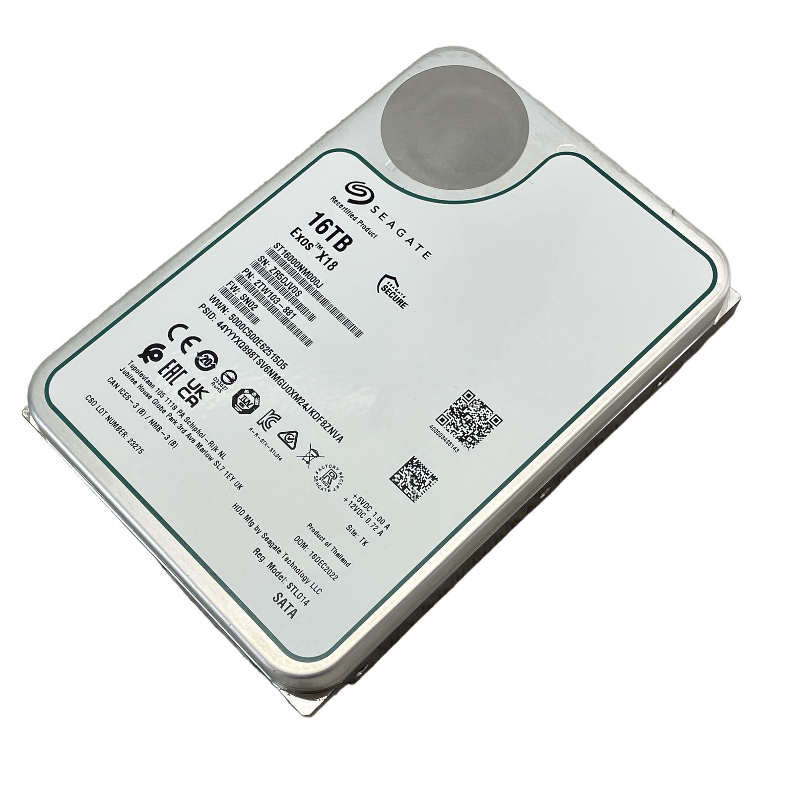 SEAGATE ST16000NM000J HDD 16TB Exos TM X18 内蔵ハードディスク シーゲイト PCパーツ 中古 W11256762