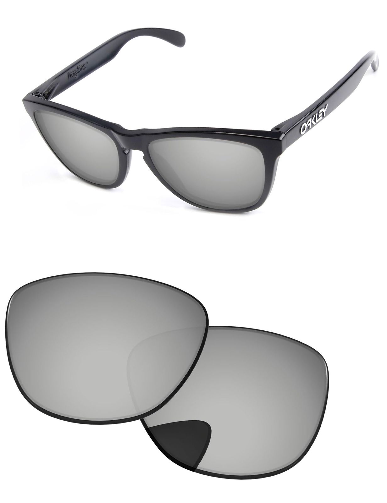 PapaViva Pro+ 偏光 交換レンズ For Oakley Frogskins クロームシルバー