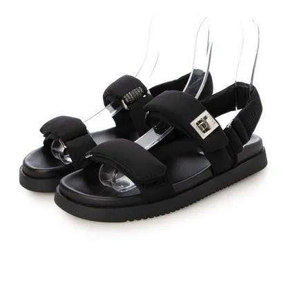 正規品 24.5cm STEVE MADDEN スティーブマデン パフィーサンダル MONAT レディース ストラップ付 1.5cm シューズ 靴 BLK/NYLON