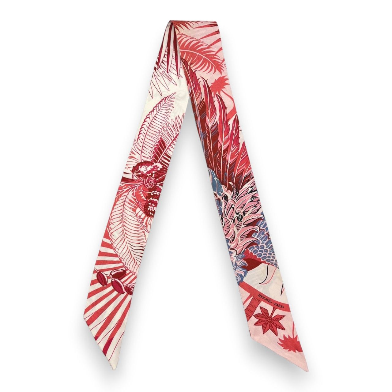 【良品】HERMES エルメス ツイリー レッド ホワイト エルメス ツイリー 不死鳥の神話 CHEVAL PHOENIX レッド/ホワイト