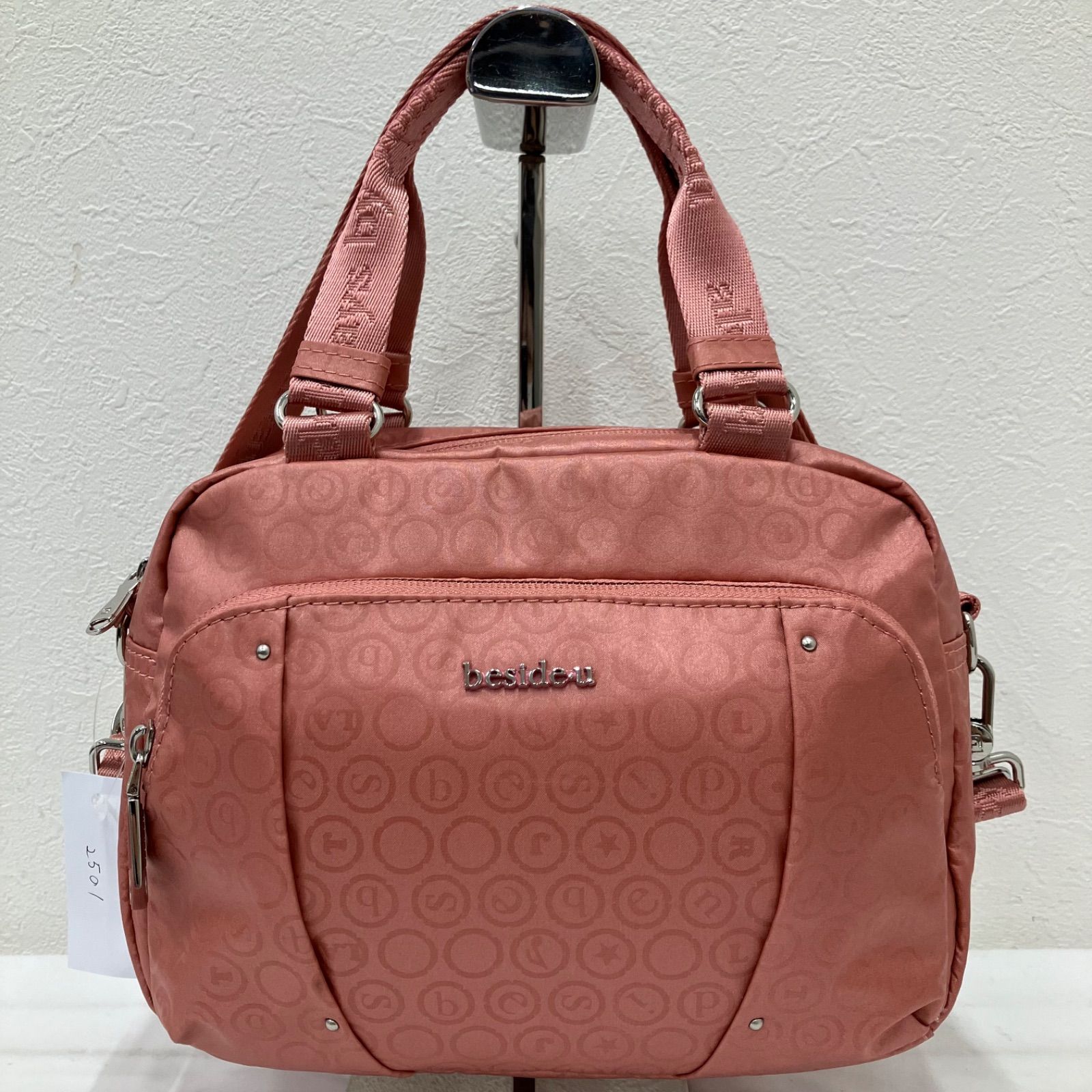 2501 beside-u ビサイユ ハンドバッグ 2way ショルダーバッグ 総柄