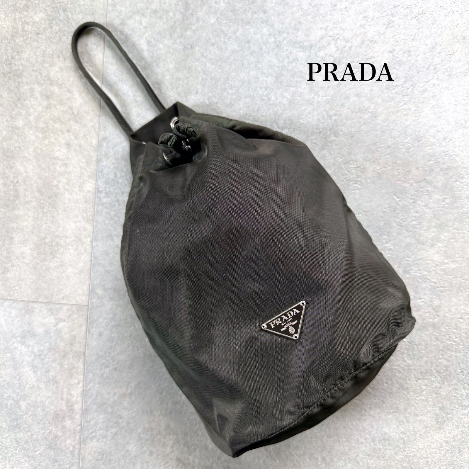 PRADA プラダ 三角ロゴプレート ナイロン 巾着バッグ ハンドバック