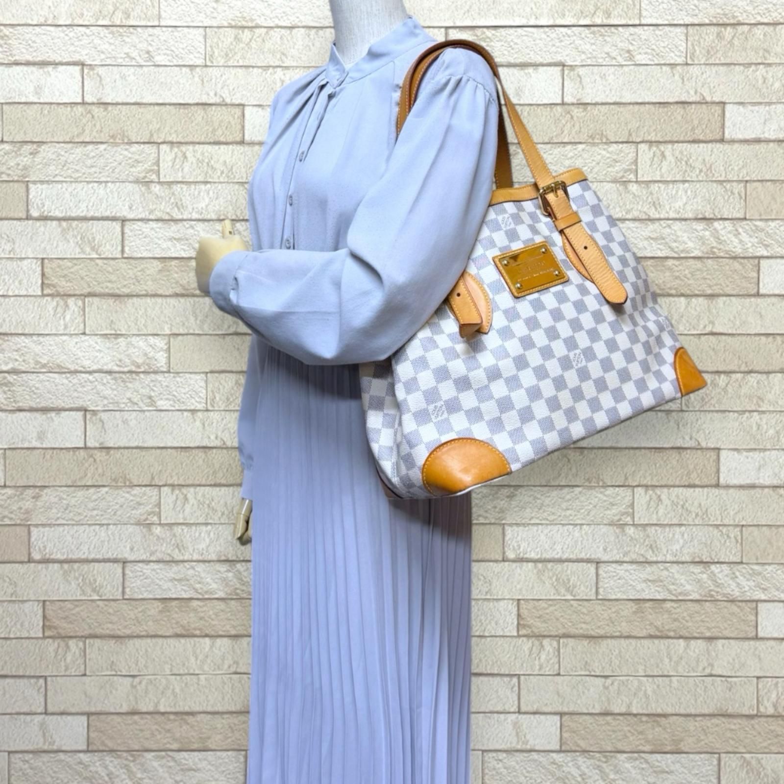 ルイヴィトン ハムステッドMM ダミエアズール トートバッグ ダミエアズールキャンバス N51206 ホワイト レディース LOUIS VUITTON 中古 ルイヴィトン ルイ ヴィトン
