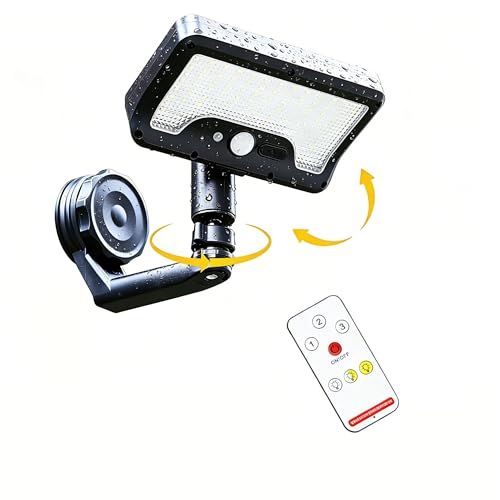 2個 ソーラーライト 92LED 人感センサー付き アウトドア用 リモコン調色 マグネット式 IP65防水 500ルーメン超高輝度 防塵カバー付き 360度調節 ソーラー/USB充電 3つの検査モード 防犯機能付き 無線リモコン付き (吸着磁 fdefcb27