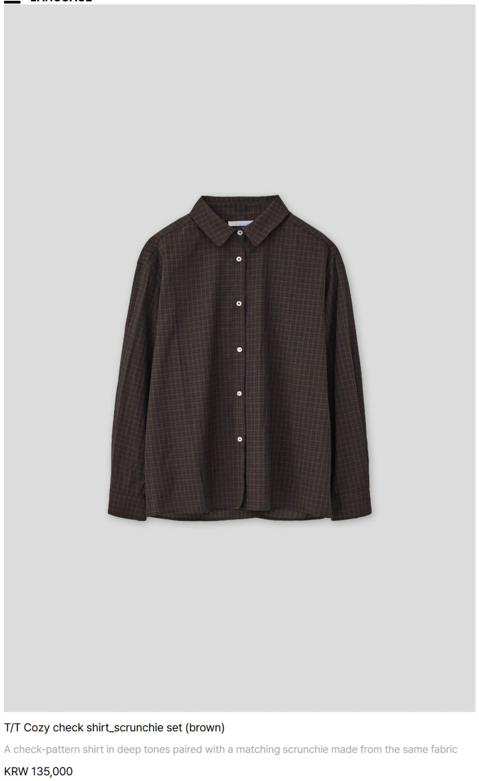 TANNAT Cozy check shirt scrunchie set TANNAT Cozy チェックシャツ シュシュセット