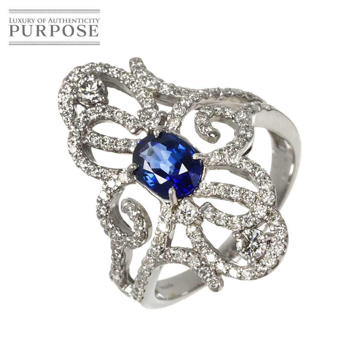リング 12.5号 サファイヤ 0.86ct ダイヤ 0.84ct Pt プラチナ 指輪 Sapphire Ring 90320488