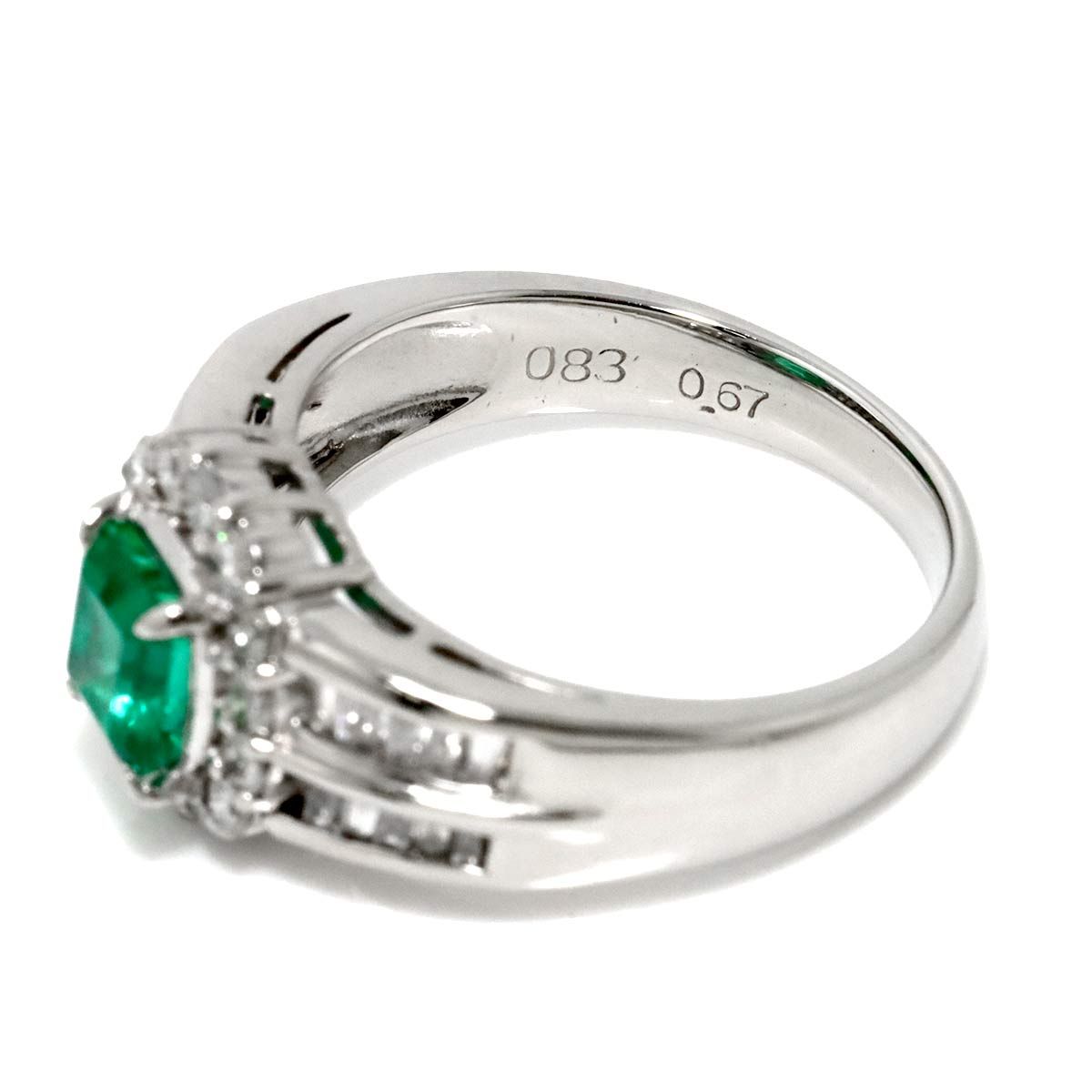 リング 11号 エメラルド 0.83ct ダイヤ 0.67ct Pt プラチナ 指輪 