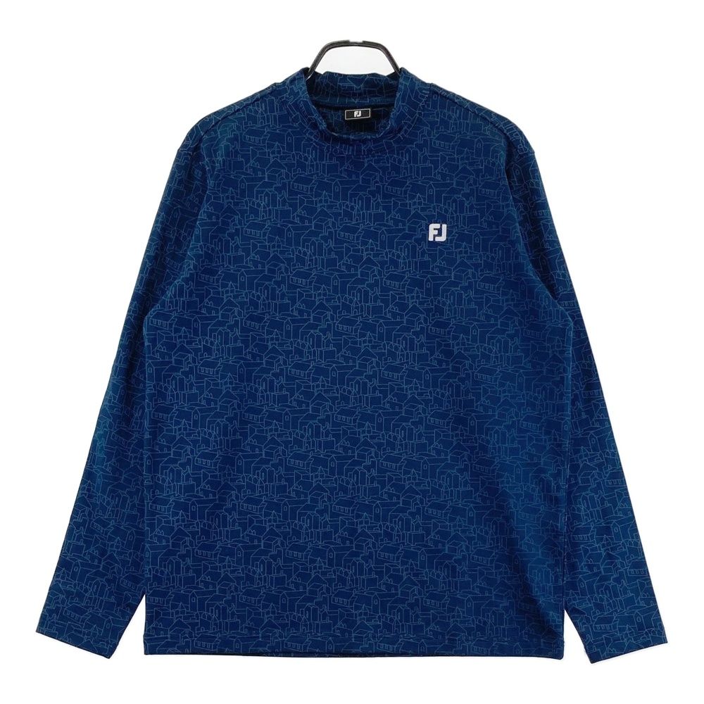 サイズ：L FOOT JOY フットジョイ ハイネック 長袖Tシャツ 総柄 ネイビー系 [240101694596] ゴルフウェア メンズ ストスト