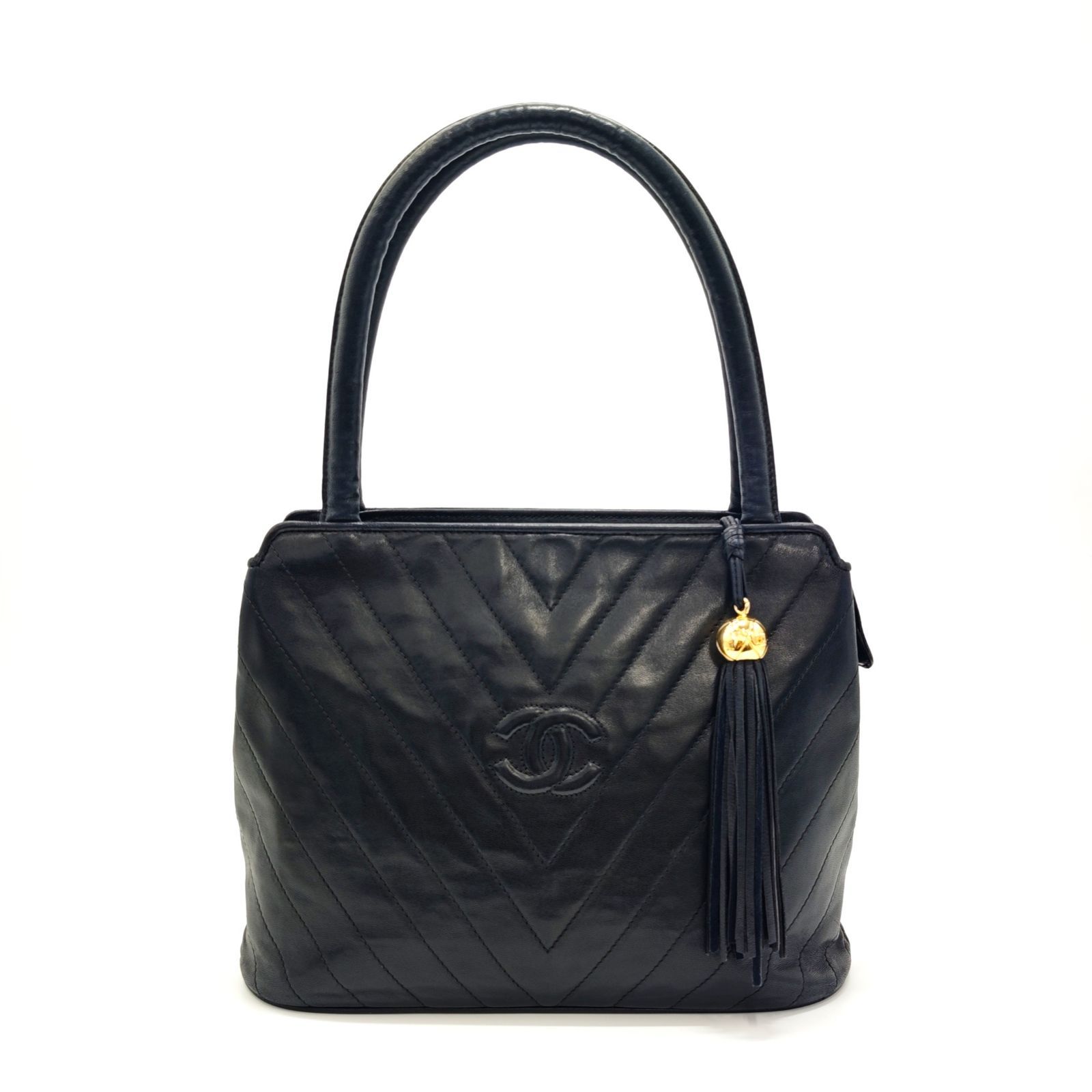 【中古】CHANEL JC1727866 シェブロン Vステッチ ココボール ハンドバッグ