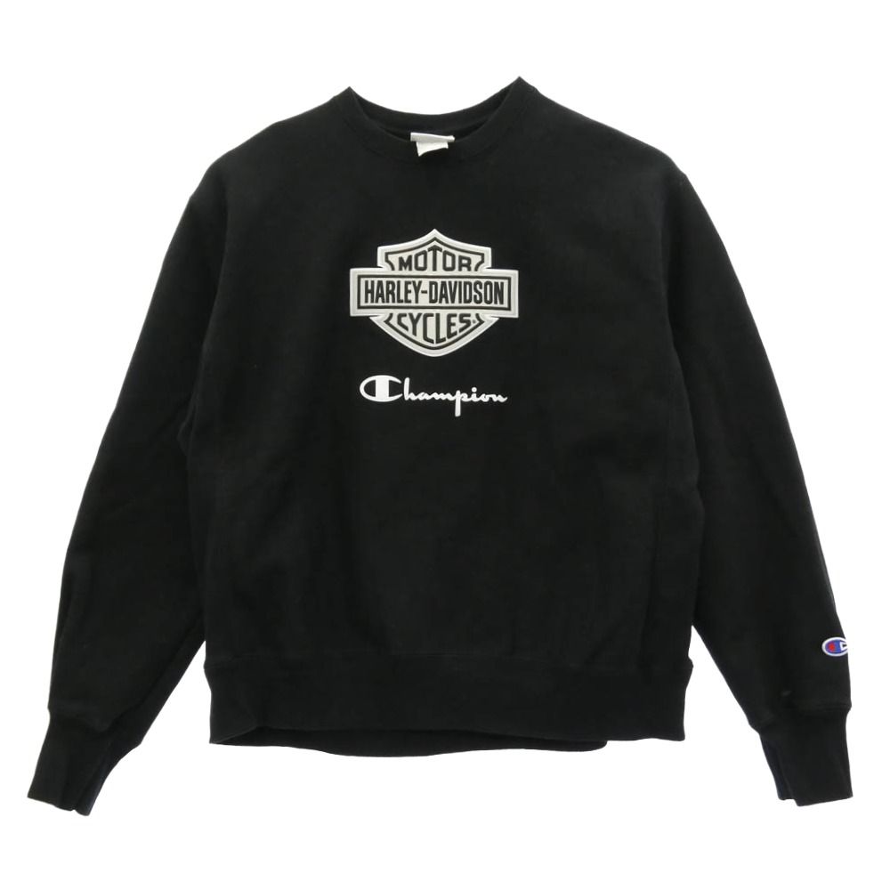 Champion チャンピオン reverse weave 単タグ復刻 リバース ウィーブ ハーレーダビッドソン ロゴ スウェット ブラック系 XL【中古】