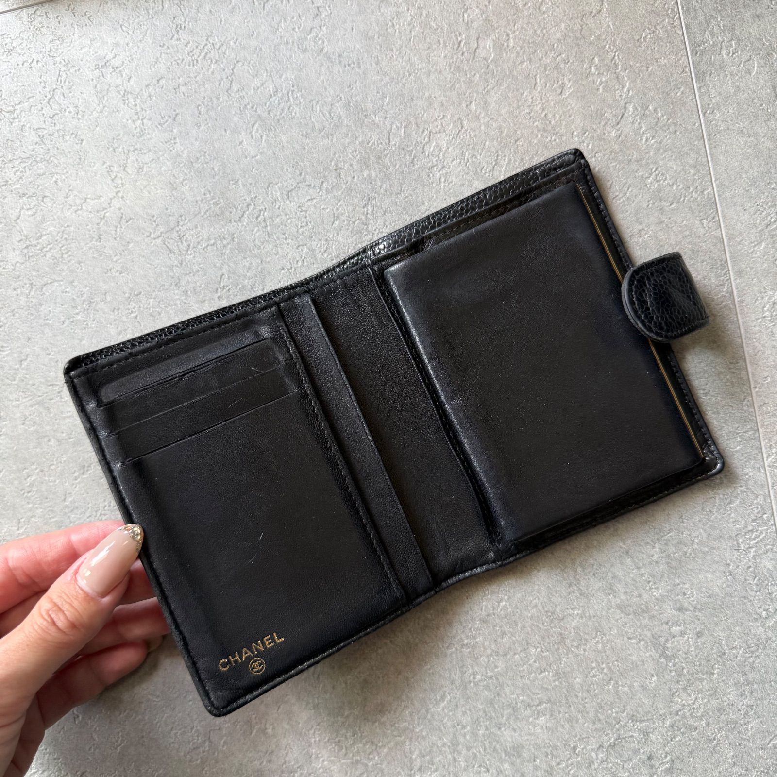 CHANEL シャネル キャビアスキン タイムレスCC 二つ折り財布 がま口 