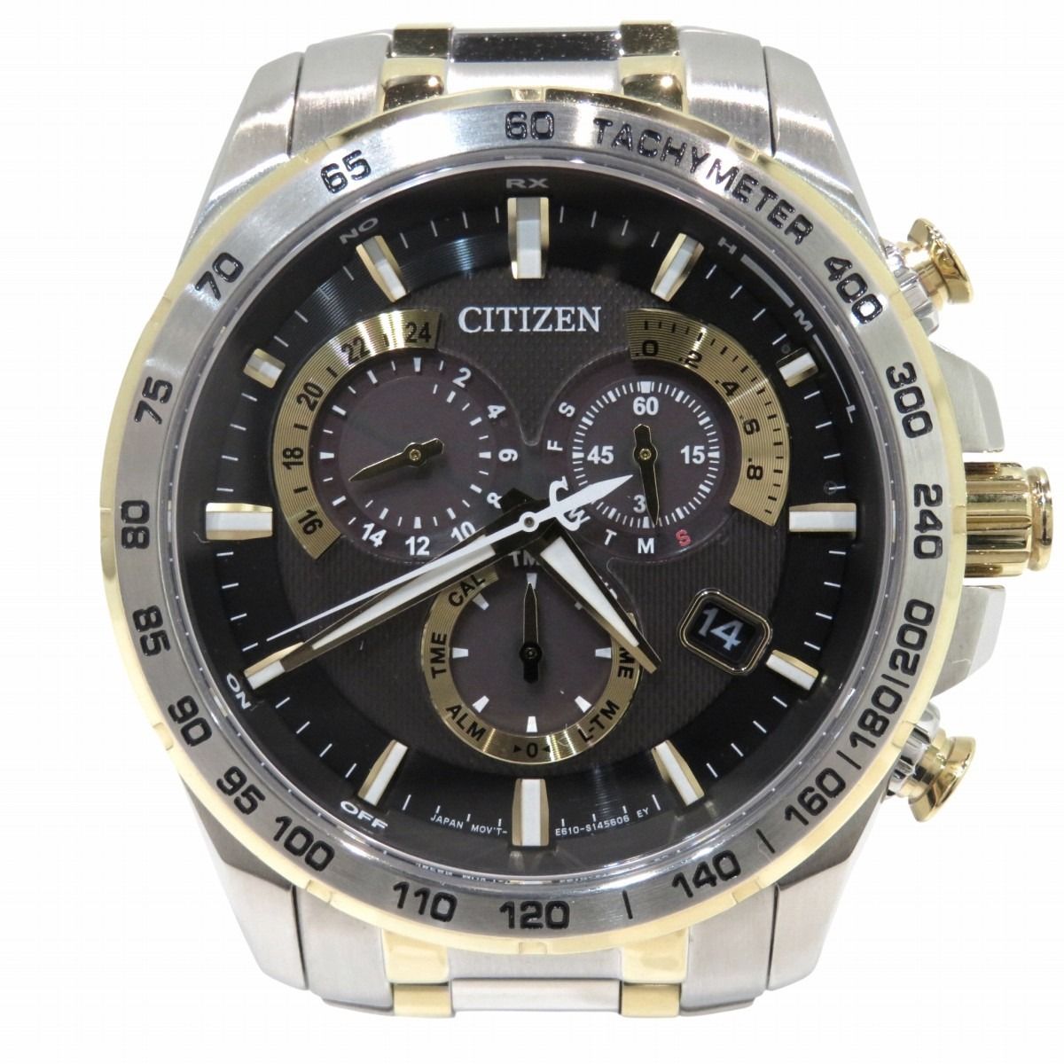 シチズン CITIZEN エコドライブ 腕時計 総重量約161g SS 電波ソーラー ブラック文字盤 E610-S104840 メンズ