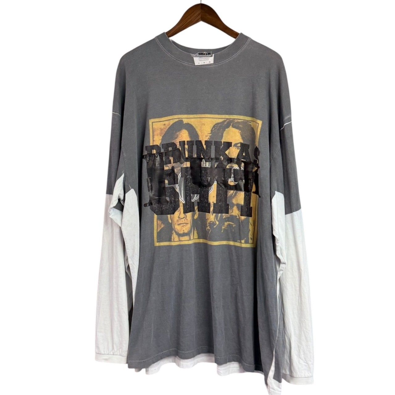 VETEMENTS ヴェトモン 18AW FUCK TEE 転写プリントオーバーサイズ長袖カットソー UAH19TR326 S グレー 15431