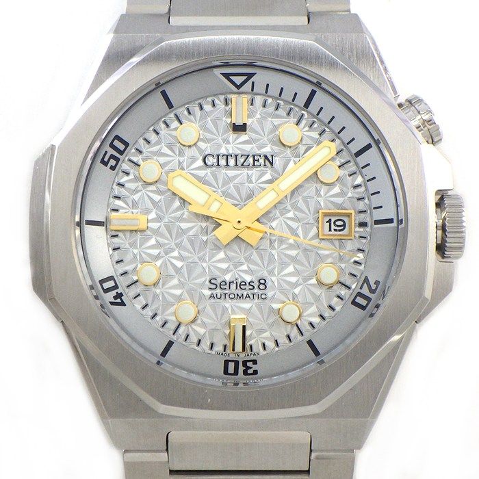 シチズン CITIZEN 腕時計 シリーズ8 NB6060-58H 世界1200本限定モデル デイト 夜光インデックス 裏スケ 夜光針 シルバー文字 SS 自動巻き 【箱・保付き】 【中古】
