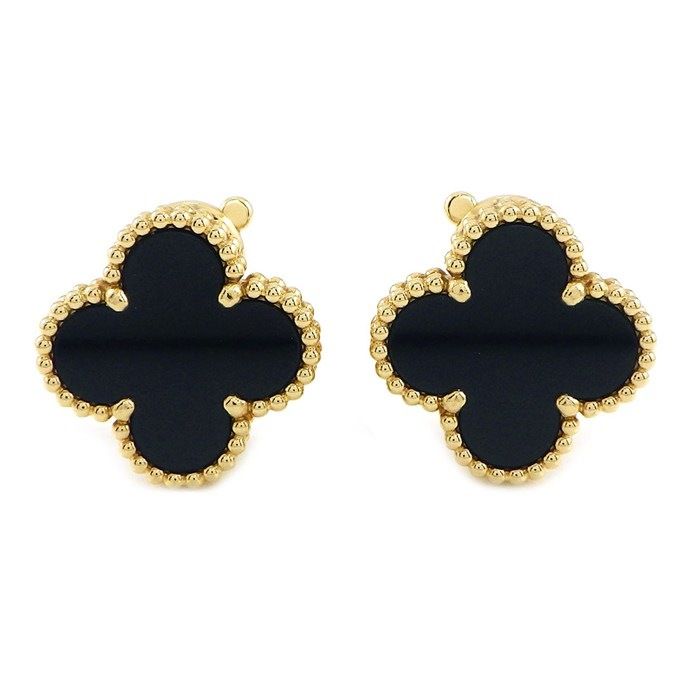 ヴァンクリーフ＆アーペル Van Cleef & Arpels ピアス ヴィンテージアルハンブラ VCARA44200 オニキス K18YG 【箱・保付き】 【中古】