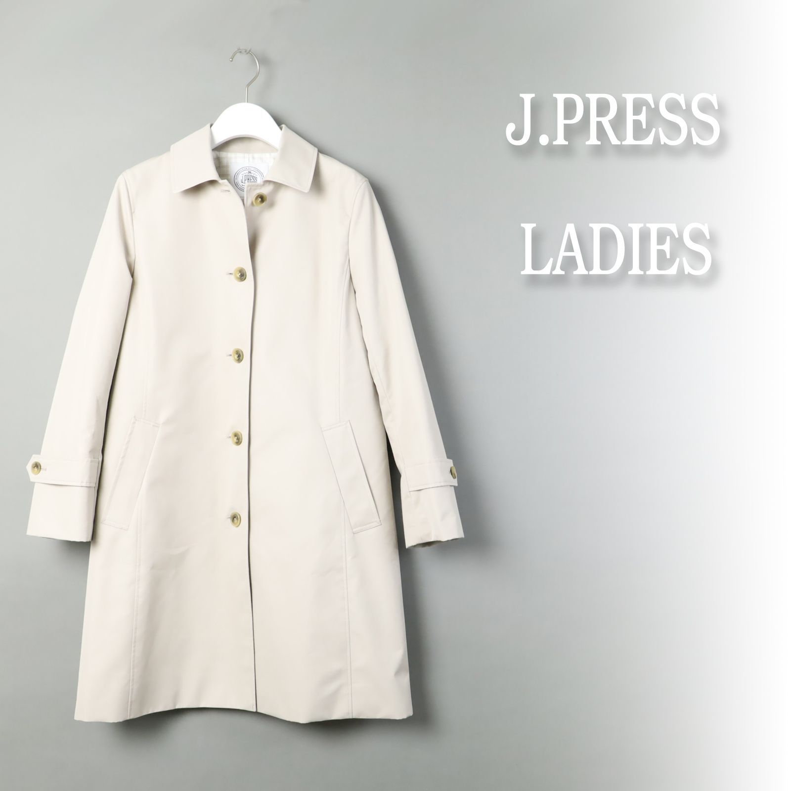 909a 新品 J.PRESS ジェイプレス 撥水 T/C ツイル ステンカラー コットンポリエステル ツイル ロング コート 9