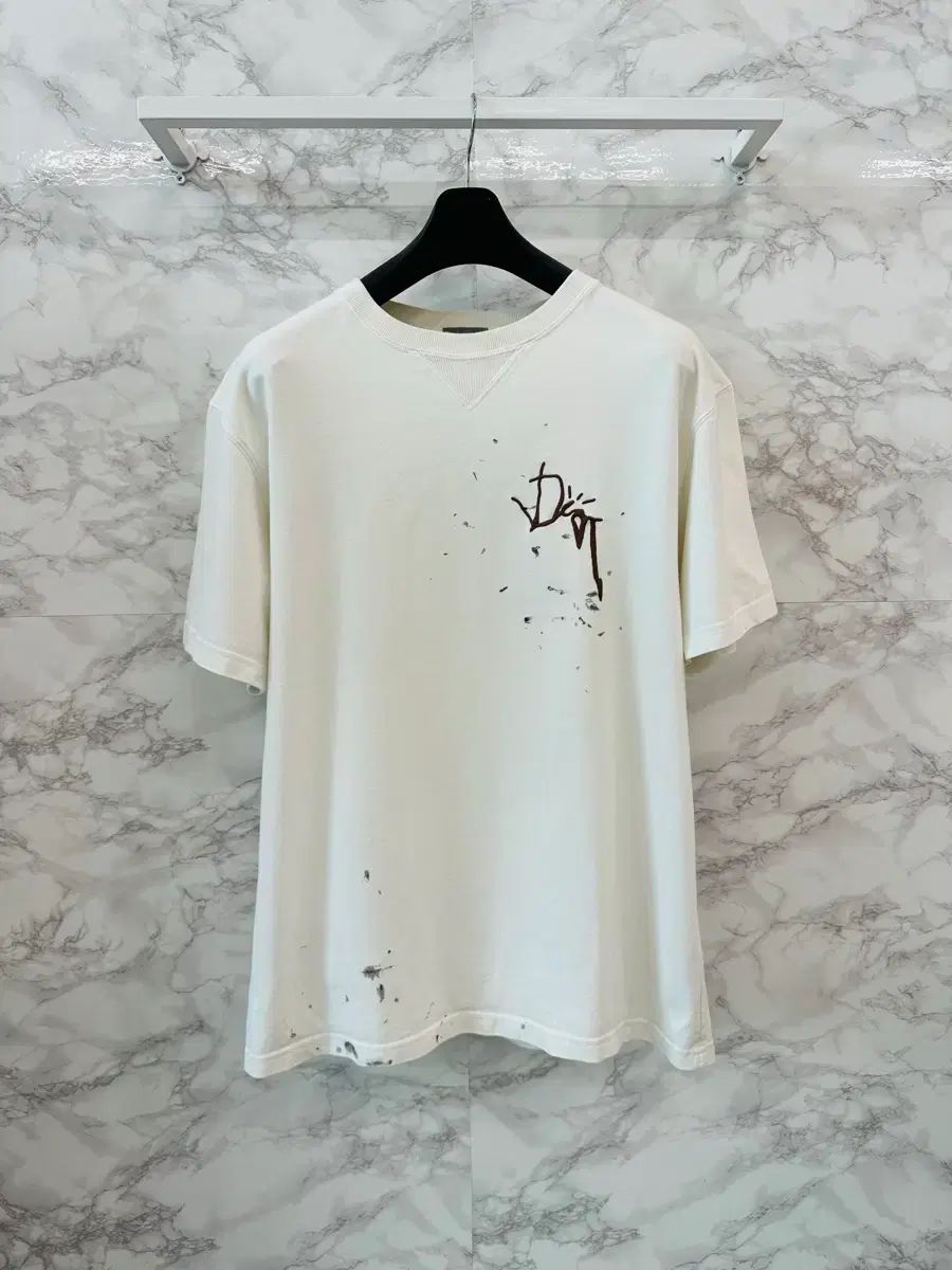 ディオール 白 スプラッター 半袖 Tシャツ