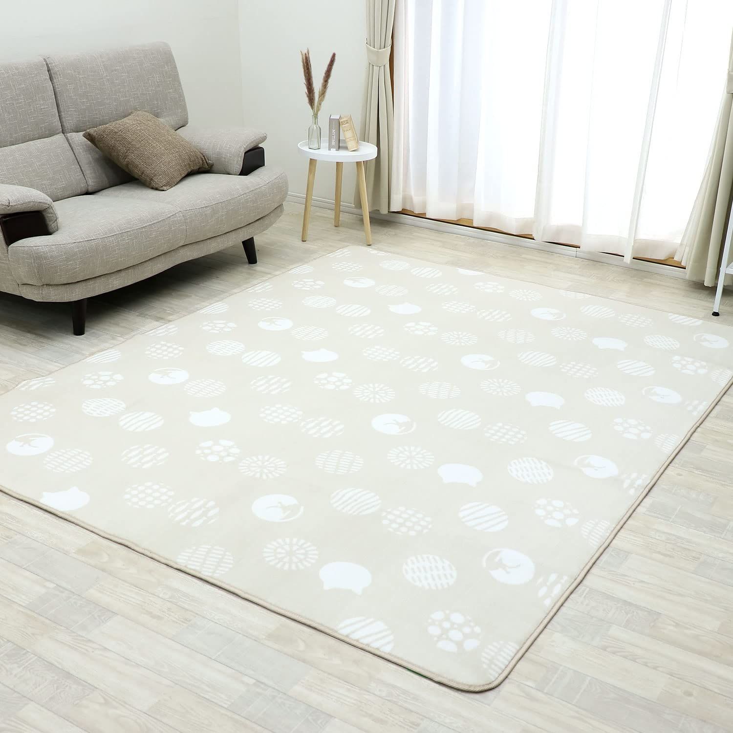 【新品】フリーリー カーペット ラグ 滑り止め付 選べる28 200×250cm 約3畳 軽量設計 超高密度マイクロファイバー生地使用 丸洗いOK オールシーズン快適に使用 キャット・スモーキーベージュ 321f0601
