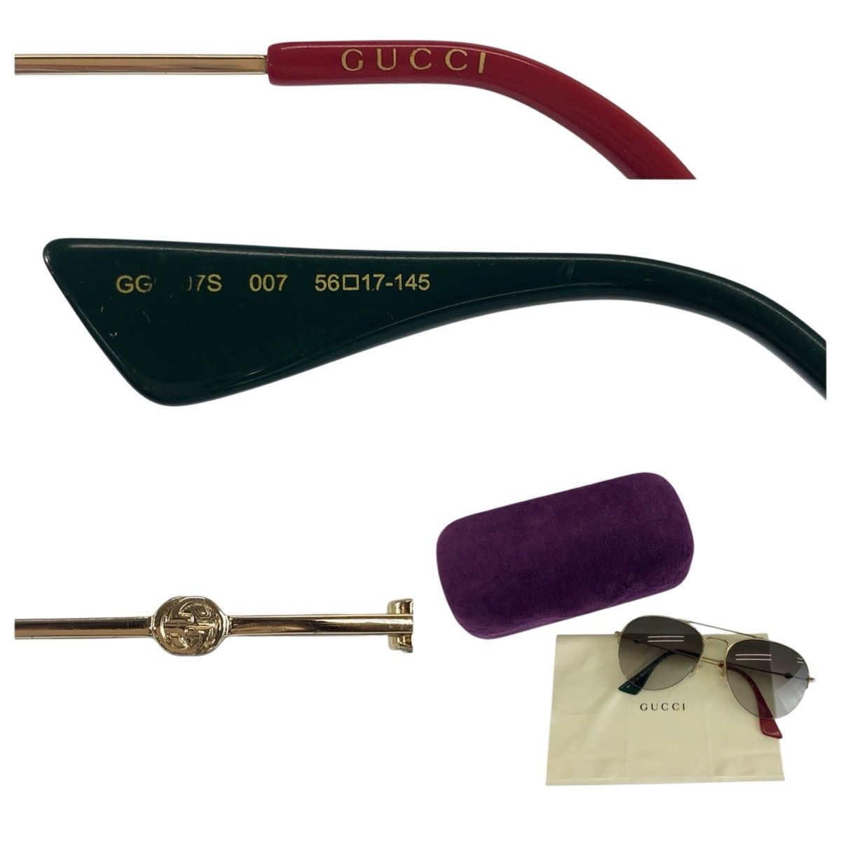 GUCCI グッチ ゴールド グレー メタル GG0107S 007 56□17-145 