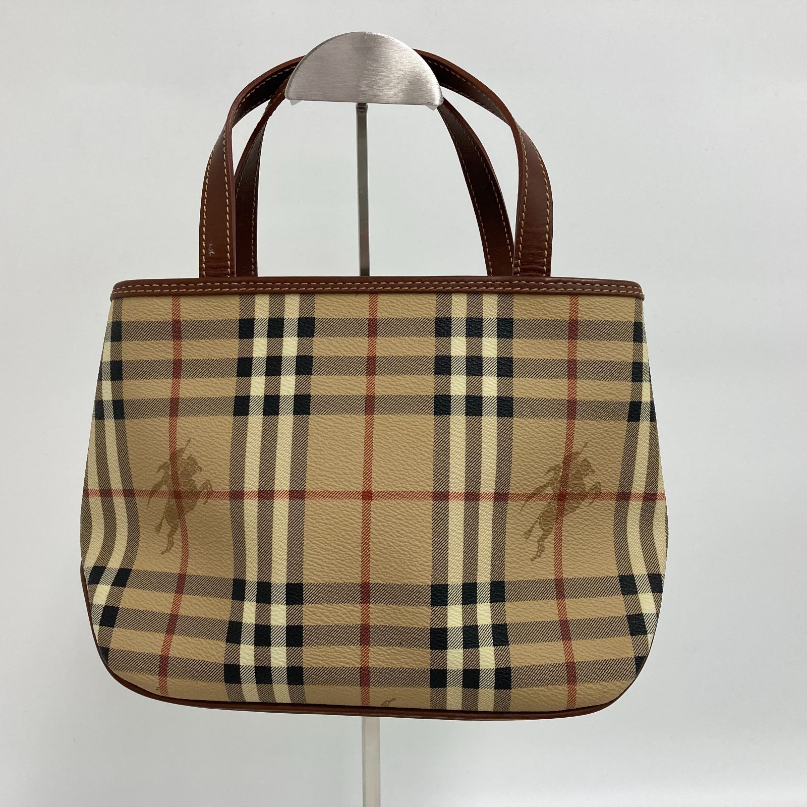 【美品】BURBERRY バーバリー ハンドバッグ ミニトート ノバチェック 茶（0103）