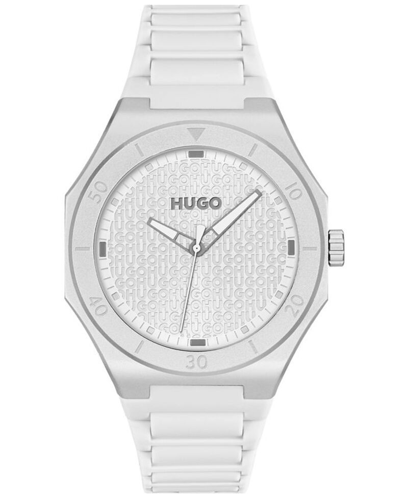 ヒューゴボス メンズ アクセサリー 腕時計 Hugo Boss Mens Grail Light Quartz White Silicone Watch 42mm Silvertone シルバー 33,020円