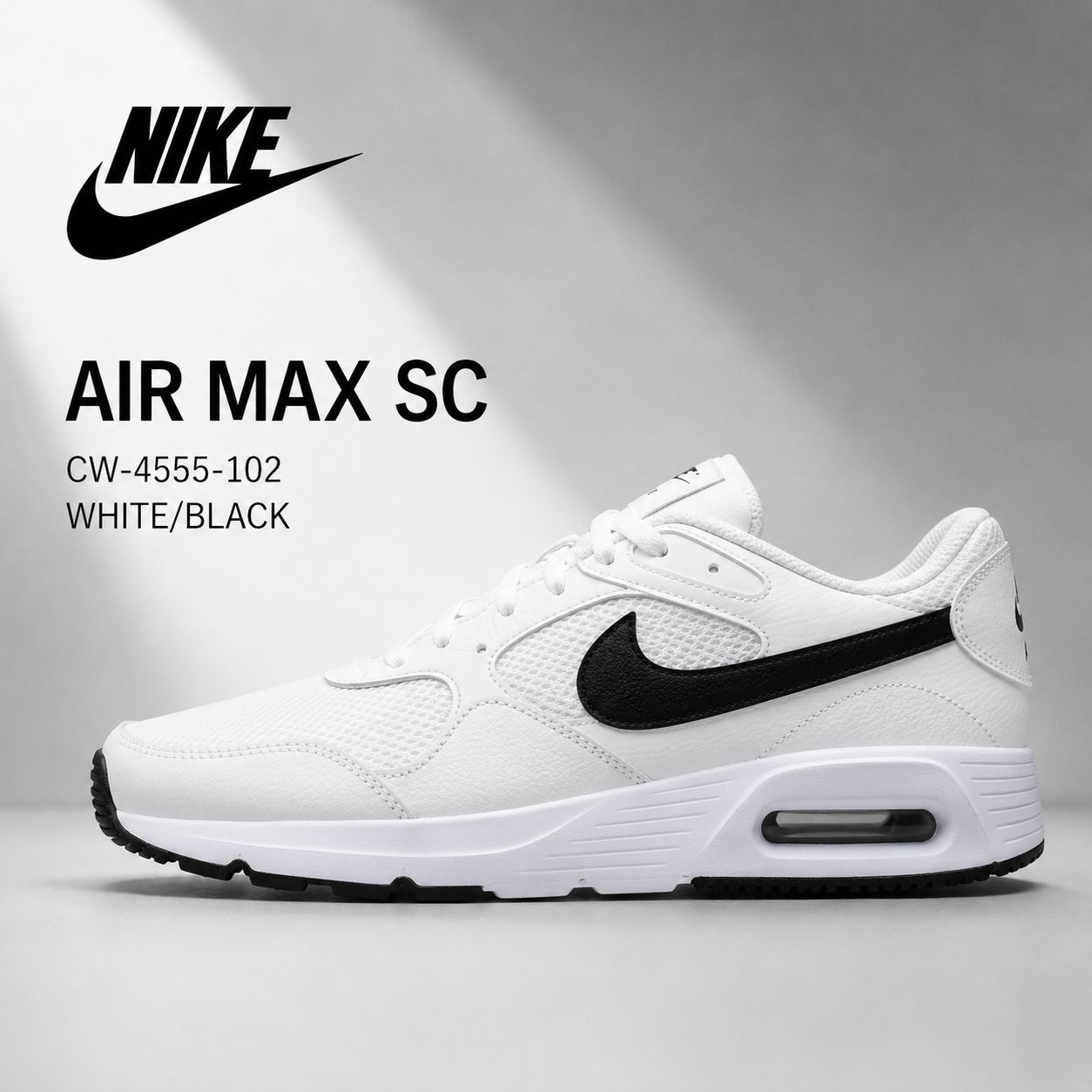 【人気モデル】【最安挑戦】NIKE AIR MAX SC ナイキ エア マックス SC CW4555-002 ブラック/ホワイト Max Air搭載 軽量 メンズ 新品 送料無料