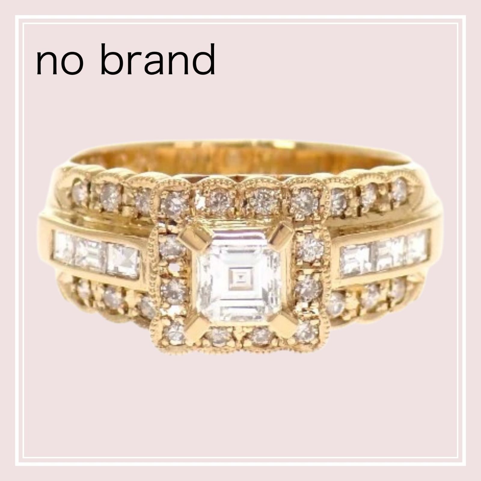 【no brand】ノーブランド no brand デザインジュエリー バケットダイヤ リング 11号 18金 K18 イエローゴールド ダイヤモンド 0.34ct / 0.41ct 付属品 鑑別書 サービス箱 レディース